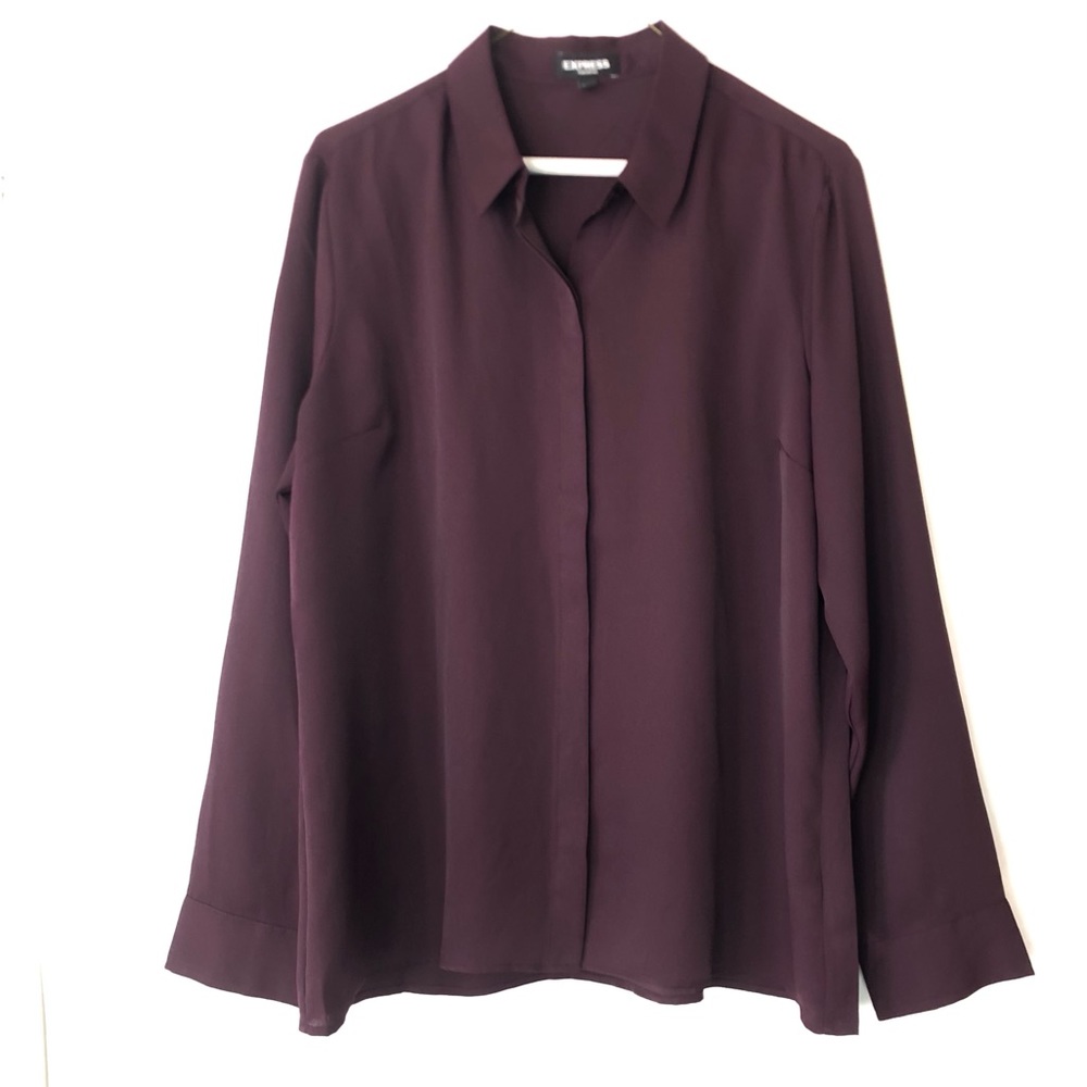 Express Women's Button-Down Shirt in Deep Plum